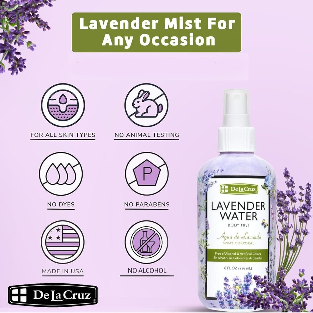Lavender Water Body Mist - Lavender Spray body mist With Pure Lavender Essential - Picture 2 of 8